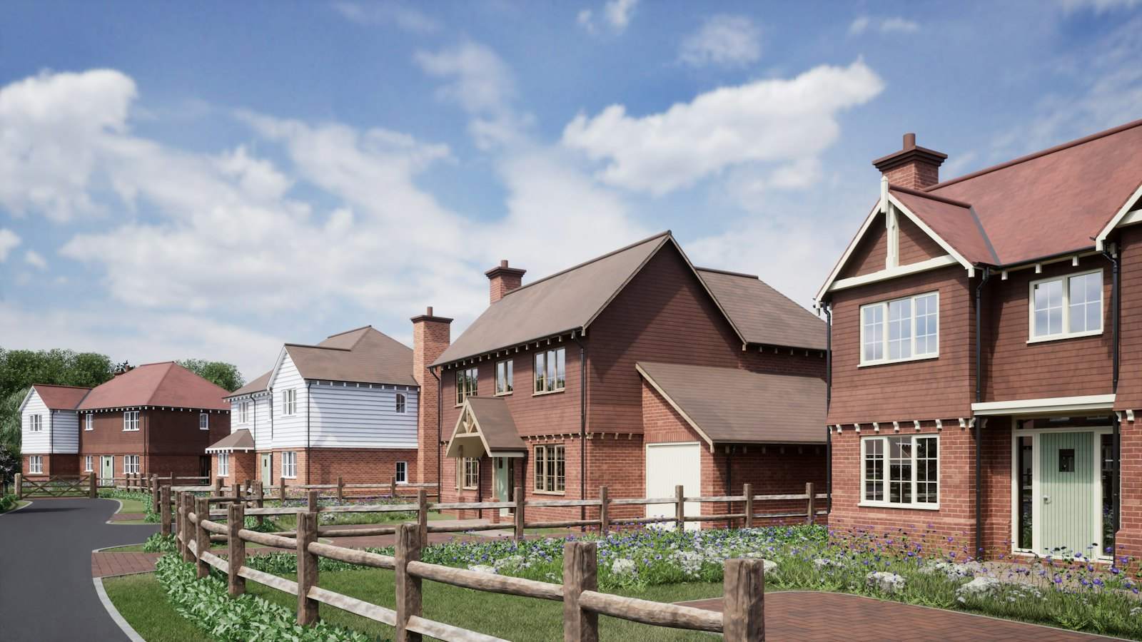Completed new build homes on a residential street