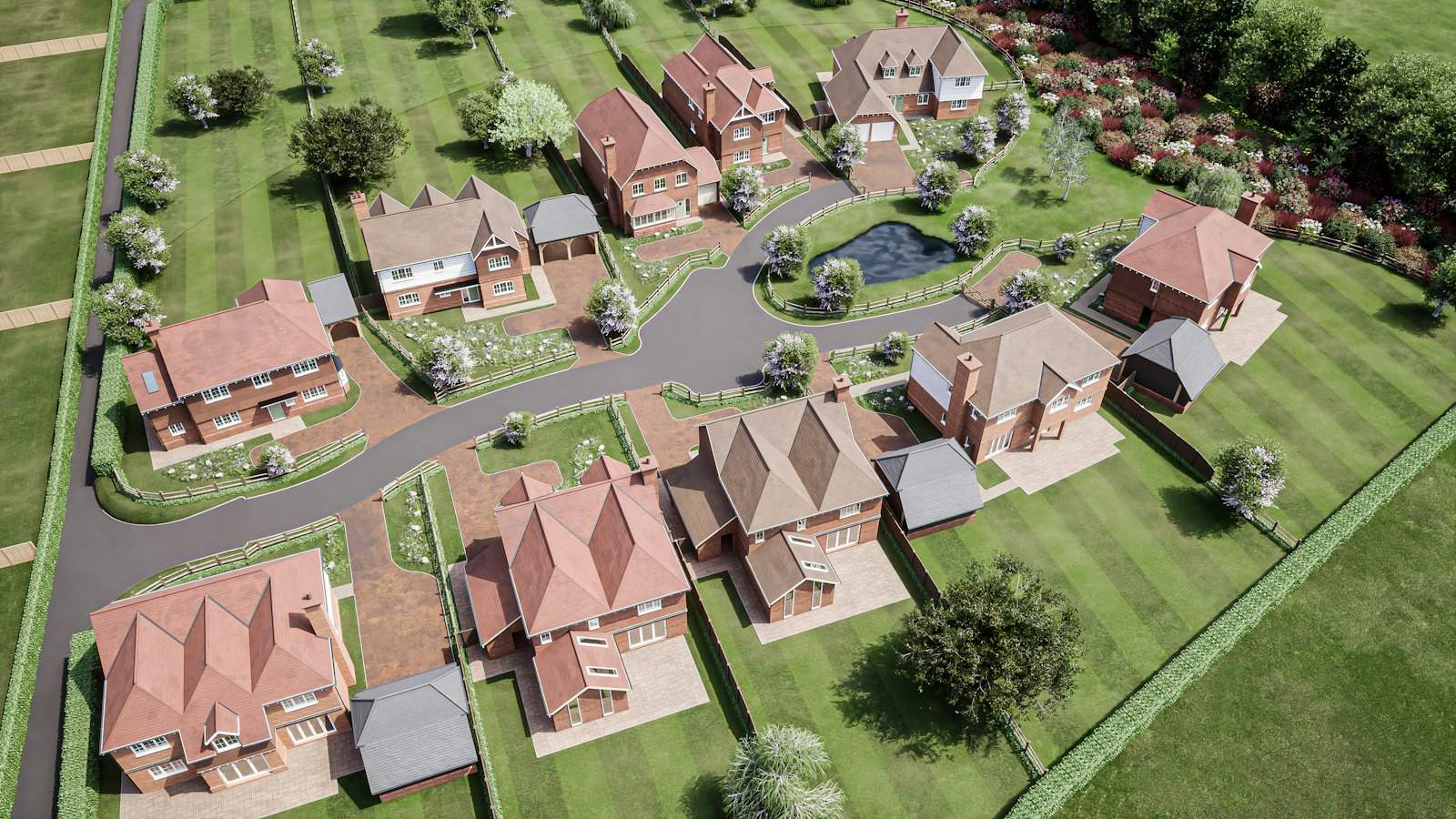 Aerial view of a new housing development